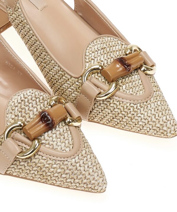 Γόβες mules  ψάθινες με αγκράφα