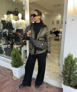 Alternative view of Κομψό καπιτονέ χακί μπουφάν