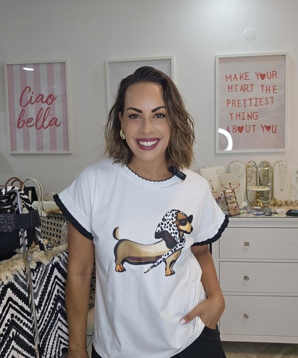 Λευκό T-shirt με chic dog