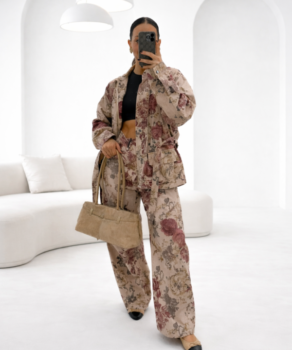 Σετ τζάκετ και παντελόνι με λουλούδια Lumina